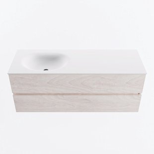 MONDIAZ VICA 130cm badmeubel onderkast Underlayment 2 lades. Wastafel MOON links zonder kraangat, kleur Talc.