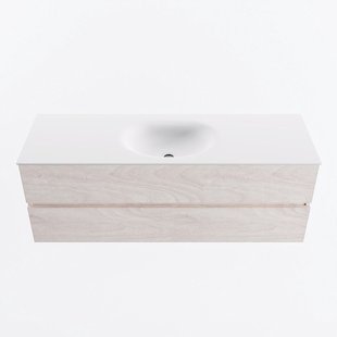 MONDIAZ VICA 140cm badmeubel onderkast Underlayment 2 lades. Wastafel MOON midden 1 kraangat, kleur Talc.