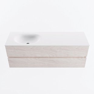 MONDIAZ VICA 140cm badmeubel onderkast Underlayment 2 lades. Wastafel MOON links 1 kraangat, kleur Talc.