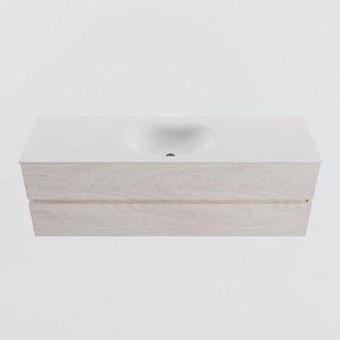 MONDIAZ VICA 150cm badmeubel onderkast Underlayment 2 lades. Wastafel MOON midden 1 kraangat, kleur Talc.