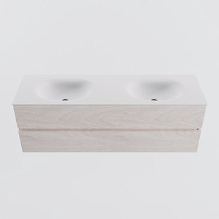 MONDIAZ VICA 150cm badmeubel onderkast Underlayment 2 lades. Wastafel MOON dubbel 2 kraangaten, kleur Talc.