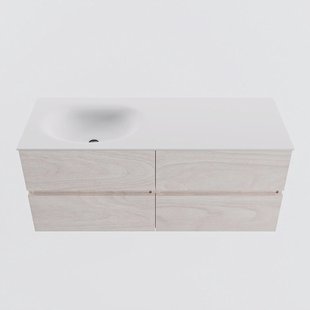 MONDIAZ VICA 120cm badmeubel onderkast Underlayment 4 lades. Wastafel MOON links zonder kraangat, kleur Talc.