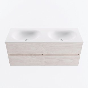 MONDIAZ VICA 120cm badmeubel onderkast Underlayment 4 lades. Wastafel MOON dubbel zonder kraangat, kleur Talc.