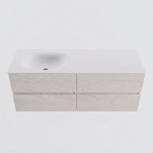 MONDIAZ VICA 130cm badmeubel onderkast Underlayment 4 lades. Wastafel MOON links 1 kraangat, kleur Talc.