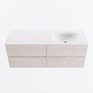 MONDIAZ VICA 130cm badmeubel onderkast Underlayment 4 lades. Wastafel MOON rechts 1 kraangat, kleur Talc.
