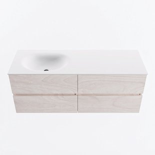 MONDIAZ VICA 130cm badmeubel onderkast Underlayment 4 lades. Wastafel MOON links zonder kraangat, kleur Talc.