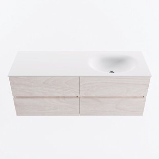 MONDIAZ VICA 130cm badmeubel onderkast Underlayment 4 lades. Wastafel MOON rechts zonder kraangat, kleur Talc.