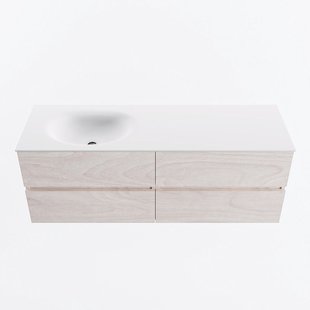 MONDIAZ VICA 140cm badmeubel onderkast Underlayment 4 lades. Wastafel MOON links zonder kraangat, kleur Talc.