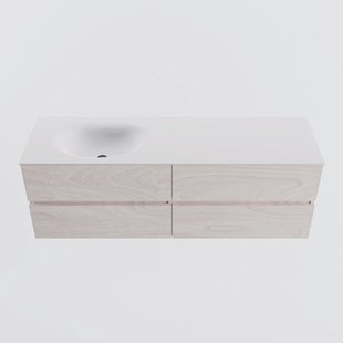 MONDIAZ VICA 150cm badmeubel onderkast Underlayment 4 lades. Wastafel MOON links 1 kraangat, kleur Talc.