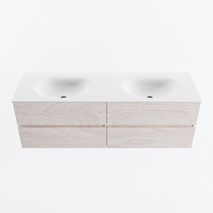 MONDIAZ VICA 150cm badmeubel onderkast Underlayment 4 lades. Wastafel MOON dubbel 2 kraangaten, kleur Talc.