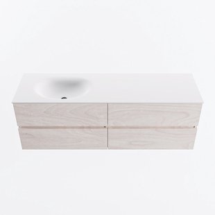 MONDIAZ VICA 150cm badmeubel onderkast Underlayment 4 lades. Wastafel MOON links zonder kraangat, kleur Talc.
