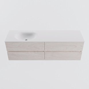 MONDIAZ VICA 160cm badmeubel onderkast Underlayment 4 lades. Wastafel MOON links zonder kraangat, kleur Talc.