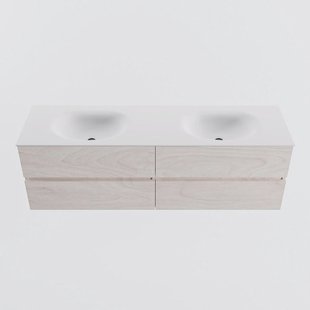 MONDIAZ VICA 160cm badmeubel onderkast Underlayment 4 lades. Wastafel MOON dubbel zonder kraangat, kleur Talc.