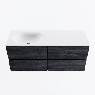 MONDIAZ VICA 120cm badmeubel onderkast Antracite 4 lades. Wastafel MOON links 1 kraangat, kleur Talc.