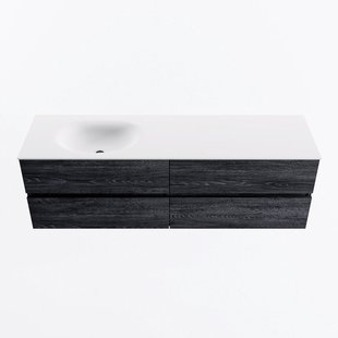 MONDIAZ VICA 160cm badmeubel onderkast Antracite 4 lades. Wastafel MOON links 1 kraangat, kleur Talc.