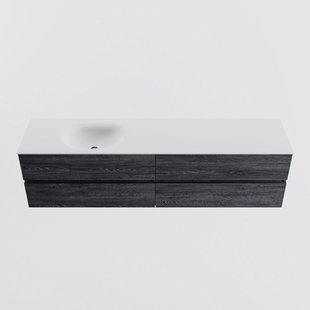 MONDIAZ VICA 190cm badmeubel onderkast Antracite 4 lades. Wastafel MOON links 1 kraangat, kleur Talc.