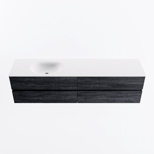 MONDIAZ VICA 190cm badmeubel onderkast Antracite 4 lades. Wastafel MOON links zonder kraangat, kleur Talc.