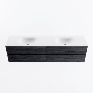 MONDIAZ VICA 190cm badmeubel onderkast Antracite 4 lades. Wastafel MOON dubbel zonder kraangat, kleur Talc.