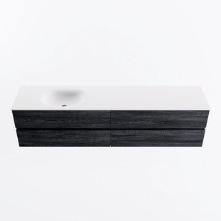 MONDIAZ VICA 200cm badmeubel onderkast Antracite 4 lades. Wastafel MOON links zonder kraangat, kleur Talc.