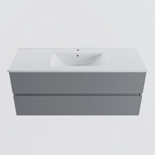 MONDIAZ VICA 120cm badmeubel onderkast Plata 2 lades. Wastafel DENIA midden 1 kraangat, kleur Glanzend Wit.