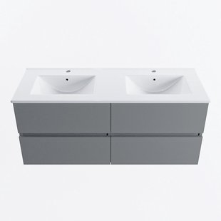 MONDIAZ VICA 120cm badmeubel onderkast Plata 4 lades. Wastafel DENIA dubbel 2 kraangaten, kleur Glanzend Wit.