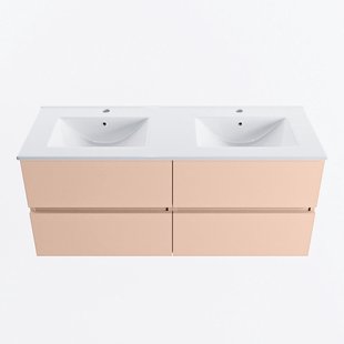 MONDIAZ VICA 120cm badmeubel onderkast Rosee 4 lades. Wastafel DENIA dubbel 2 kraangaten, kleur Glanzend Wit.