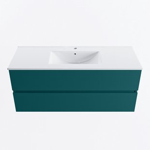 MONDIAZ VICA 120cm badmeubel onderkast Smag 2 lades. Wastafel DENIA midden 1 kraangat, kleur Glanzend Wit.