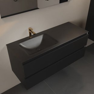 MONDIAZ AIVY 120cm badmeubel Urban, wastafel Urban solid surface links 1 kraangat met spiegel (AI-351631URBAN-SI - AI-M120URLI - AI-S120X71)