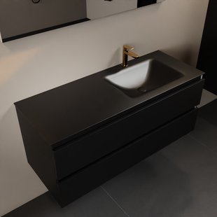 MONDIAZ AIVY 120cm badmeubel Urban, wastafel Urban solid surface rechts 1 kraangat met spiegel (AI-351641URBAN-SI - AI-M120URRE - AI-S120X72)