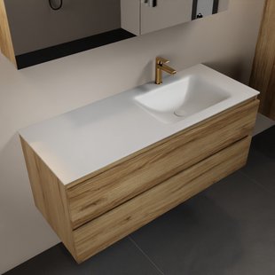 MONDIAZ AIVY 120cm badmeubel Chai, wastafel Talc solid surface rechts 1 kraangat met spiegelkast (AI-351641TALC-SI - AI-M120CHRE - AI-C120CHMI)
