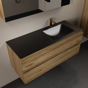MONDIAZ AIVY 120cm badmeubel Chai, wastafel Urban solid surface rechts 1 kraangat met spiegelkast (AI-351641URBAN-SI - AI-M120CHRE - AI-C120CHMI)
