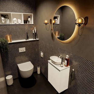 MONDIAZ FOWY toiletmeubel 40cm kleur talc. Waskom positie links kleur talc | talc. Met 1 kraangat