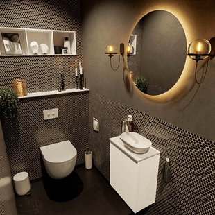 MONDIAZ FOWY toiletmeubel 40cm kleur talc. Waskom positie rechts kleur talc | talc. Met 1 kraangat