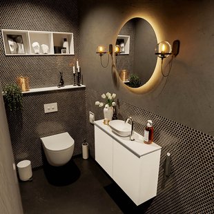 MONDIAZ FOWY toiletmeubel 80cm kleur talc. Waskom positie midden kleur talc | talc. Met 1 kraangat