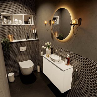 MONDIAZ FOWY toiletmeubel 80cm kleur talc. Waskom positie midden kleur talc | talc. Zonder kraangat