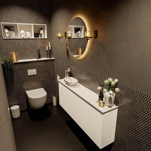 MONDIAZ FOWY toiletmeubel 120cm kleur talc. Waskom positie links kleur talc | talc. Met 1 kraangat