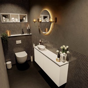 MONDIAZ FOWY toiletmeubel 120cm kleur talc. Waskom positie links kleur talc | talc. Zonder kraangat