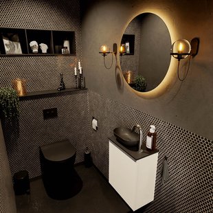 MONDIAZ FOWY toiletmeubel 40cm kleur talc. Waskom positie links kleur urban | urban. Met 1 kraangat