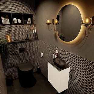 MONDIAZ FOWY toiletmeubel 40cm kleur talc. Waskom positie rechts kleur urban | urban. Met 1 kraangat