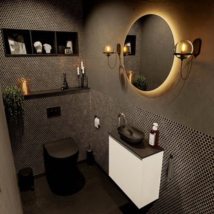 MONDIAZ FOWY toiletmeubel 50cm kleur talc. Waskom positie links kleur urban | urban. Met 1 kraangat