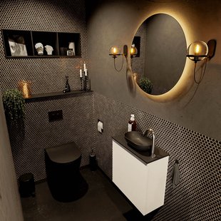 MONDIAZ FOWY toiletmeubel 50cm kleur talc. Waskom positie rechts kleur urban | urban. Met 1 kraangat