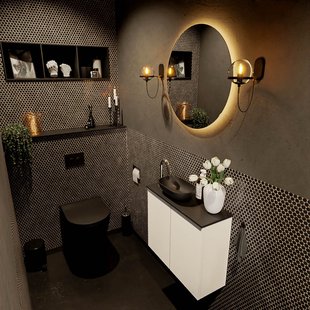 MONDIAZ FOWY toiletmeubel 60cm kleur talc. Waskom positie links kleur urban | urban. Met 1 kraangat