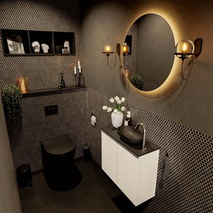 MONDIAZ FOWY toiletmeubel 60cm kleur talc. Waskom positie rechts kleur urban | urban. Met 1 kraangat