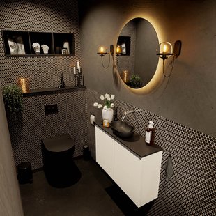 MONDIAZ FOWY toiletmeubel 80cm kleur talc. Waskom positie midden kleur urban | urban. Zonder kraangat