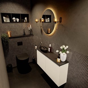 MONDIAZ FOWY toiletmeubel 100cm kleur talc. Waskom positie links kleur urban | urban. Met 1 kraangat