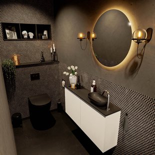 MONDIAZ FOWY toiletmeubel 100cm kleur talc. Waskom positie rechts kleur urban | urban. Met 1 kraangat