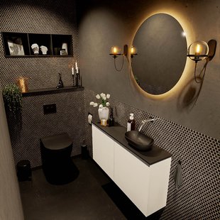 MONDIAZ FOWY toiletmeubel 100cm kleur talc. Waskom positie rechts kleur urban | urban. Zonder kraangat