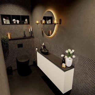 MONDIAZ FOWY toiletmeubel 120cm kleur talc. Waskom positie links kleur urban | urban. Met 1 kraangat