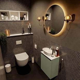 MONDIAZ FOWY toiletmeubel 40cm kleur army. Waskom positie links kleur talc | talc. Met 1 kraangat