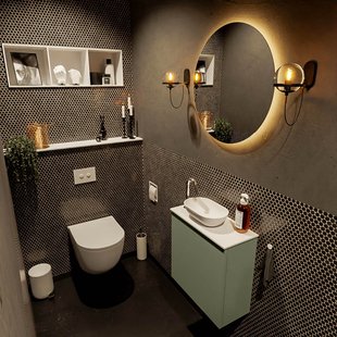 MONDIAZ FOWY toiletmeubel 50cm kleur army. Waskom positie links kleur talc | talc. Met 1 kraangat